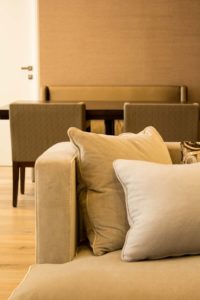 Pillows on sofa set